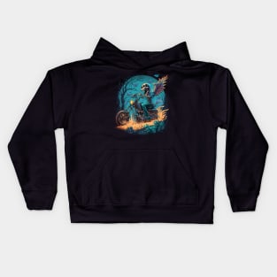 Skeleton riding a motorcycle Kids Hoodie